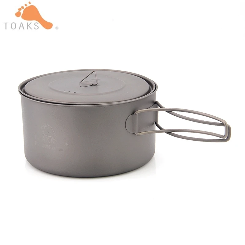 

TOAKS 1350ml Pot Pure Titanium Camping Cookware Ultralight Outdoor Pot Can be Used As a Cup and Bowl 1350ml 148g POT-1350