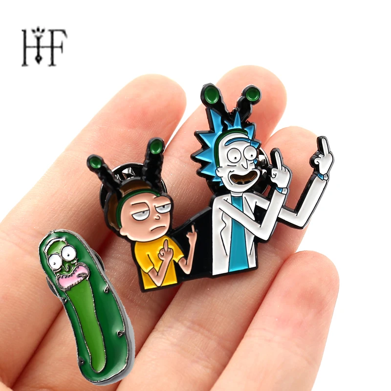 Rick and Morty Cartoon icons Broche Enamel pin Badge Buttons Brooch Shirt Denim lapel Pins Birthday Gift Garment Accessories