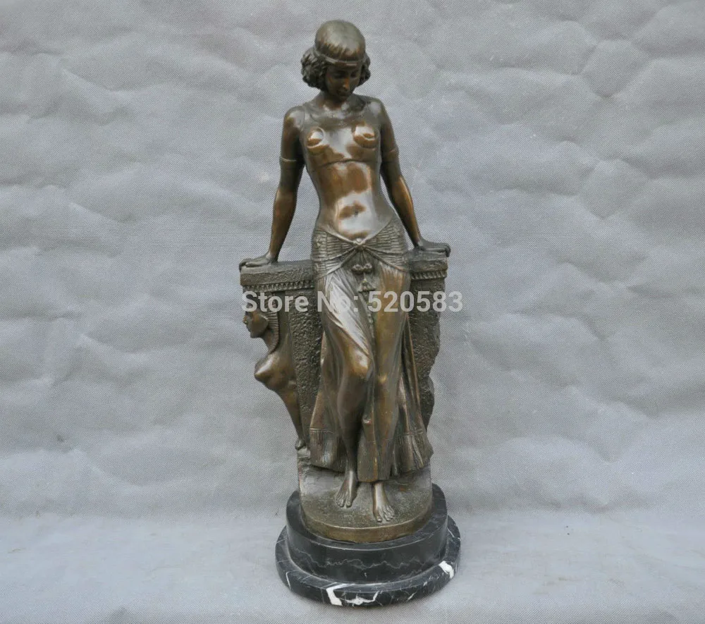 

22" Bronze Ancient Egyptian Pharaoh's Wife Cleopatra Sphinx Sculpture Statue