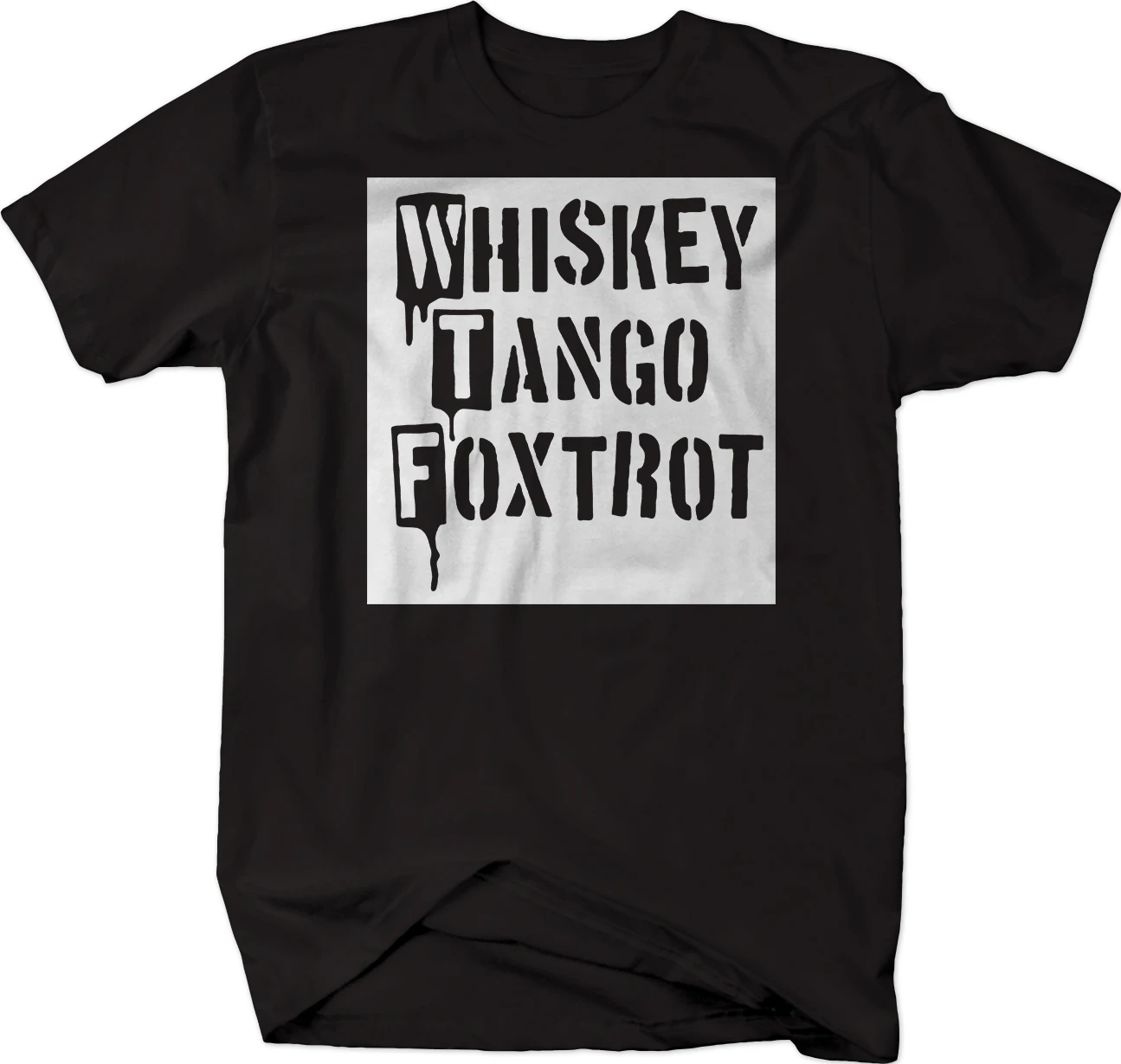 

W T F Whiskey Tango Foxtrot Spray Stencil Distressed Tshirt Mens Funny T Shirts