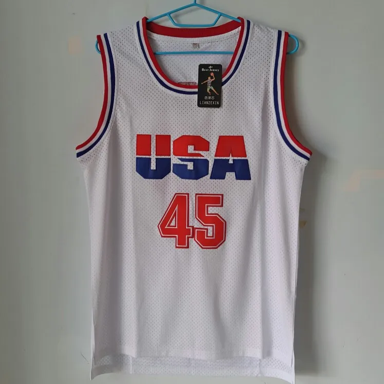 

LIANZEXIN USA Donald Trump #45 Basketball Jersey 2017 Commemorative Edition White Color Throwback Basketball Jerseys On Sale