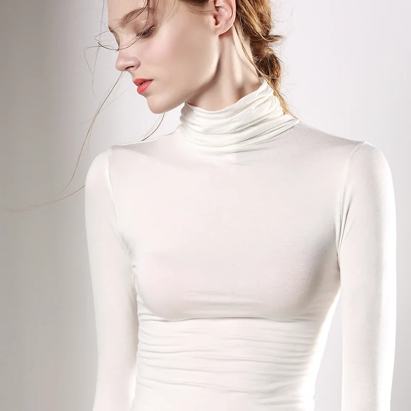 

Women T Shirt Turtleneck Plus Size 2018 Autumn Winter New Fashion Female Slim Long Sleeve Basic Soft Comfortable Tops T-shirts