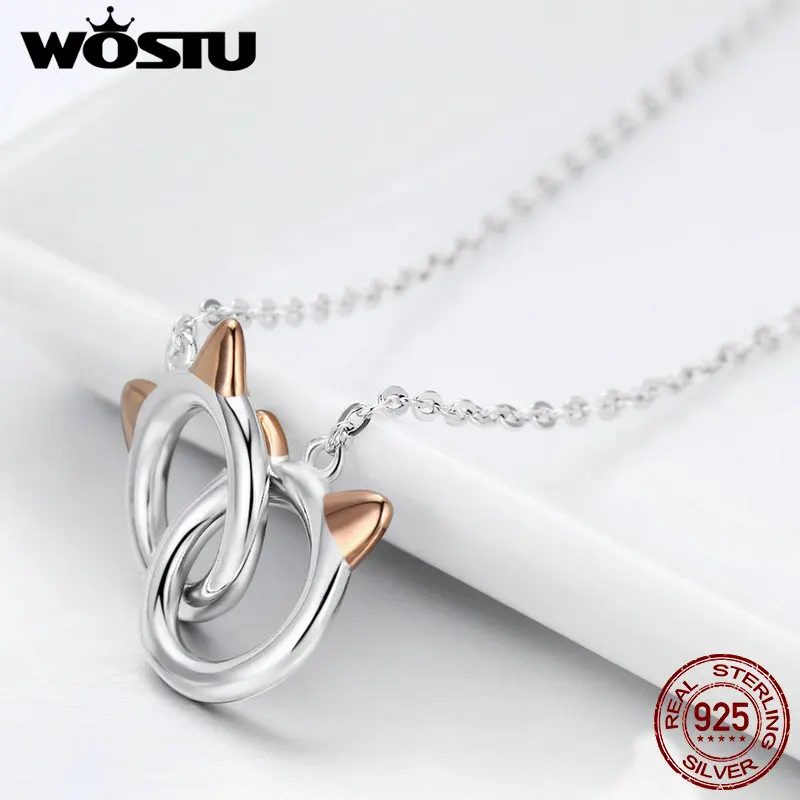WOSTU ювелирное изделие из серебра 925 пробы соединительное звено Подвеска для кошек
