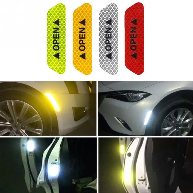 4Pcs/set Warning Mark Reflective Tape Universal Exterior Accessories Car Door Stickers OPEN Sign Safety Reflective Strips 4Pcs/set Warning Mark Reflective Tape Universal Exterior Accessories Car Door Stickers OPEN Sign Safety Reflective Strips