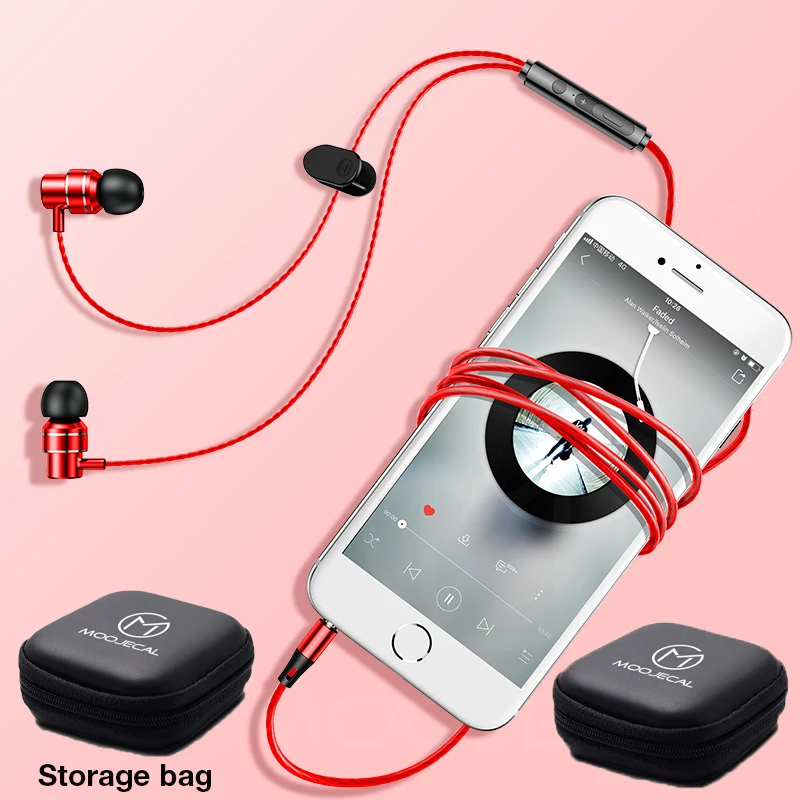 

MOOJECAL Sports Earphone Headphones With Microphone 3.5mm In-Ear Stereo Earbuds Headset For Computer Cell Phone MP3 Music