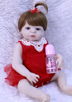 

NPK girl doll reborn full silicone body 23" bebes reborn menina de silicone menina 55 cm high quality children gift bonecas