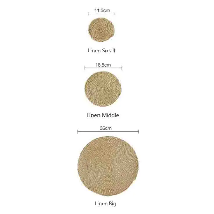 3Pcs/Lot Flax Straw Circular Thickened Home Furnishing Kitchen Table Anti Hot Insulation Pad Cup Dish Pot Mat Linen Hand Made 3Pcs/Lot Flax Straw Circular Thickened Home Furnishing Kitchen Table Anti Hot Insulation Pad Cup Dish Pot Mat Linen Hand Made