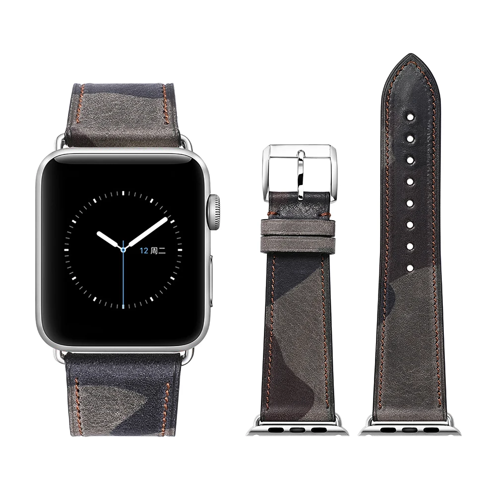 Ремешок Камуфляжный для Apple Watch Band 38 мм кожаный браслет Iwatch Series 3 2 1 42 мм|Ремешки