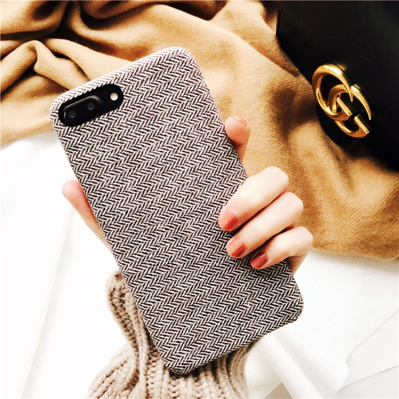 Тканевый чехол от Jenny Grid чехлы для iPhone 7 7plus 6s 6plus 8 8plus зимние элегантные тканевые
