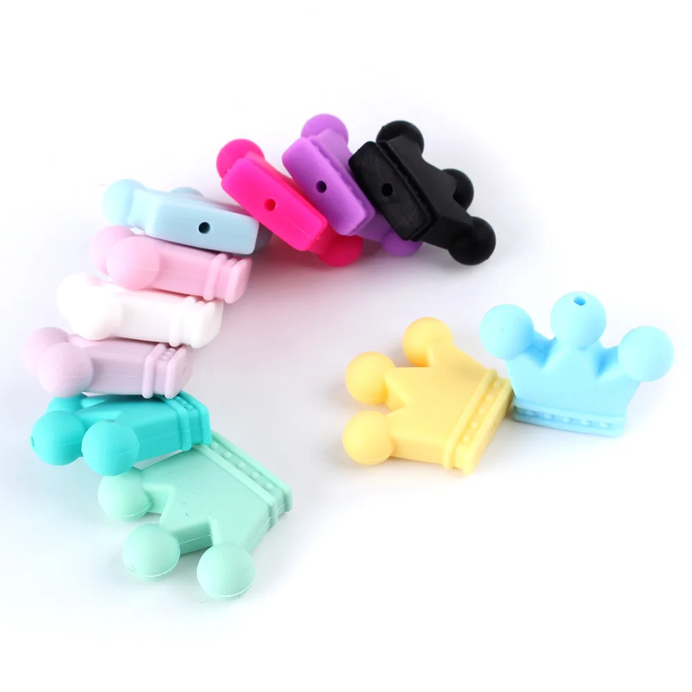 

50/100/200 PCS Crown Silicone BeadsTeething Necklace Nursing Toy Accessories Newborn Teething Silicone Teethers