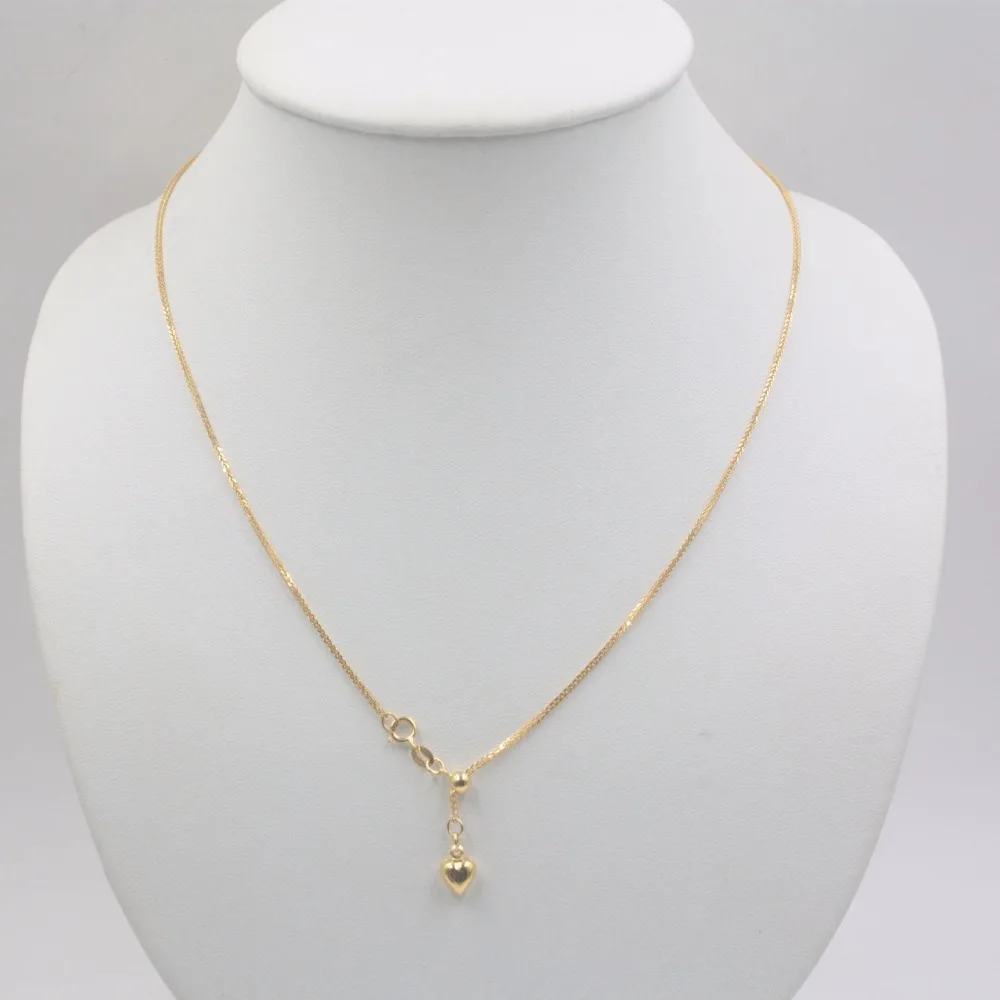 

Fashion Pure 999 18K Yellow Gold Chain Women's Heart Wheat Link Necklace 18inch