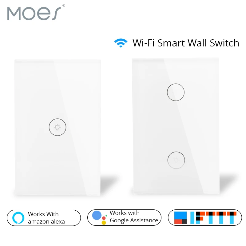 

Wifi Smart Wall Touch Switch Glass Panel US Standard APP Remote Control Works with Amazon Alexa Google Home for Smart Home