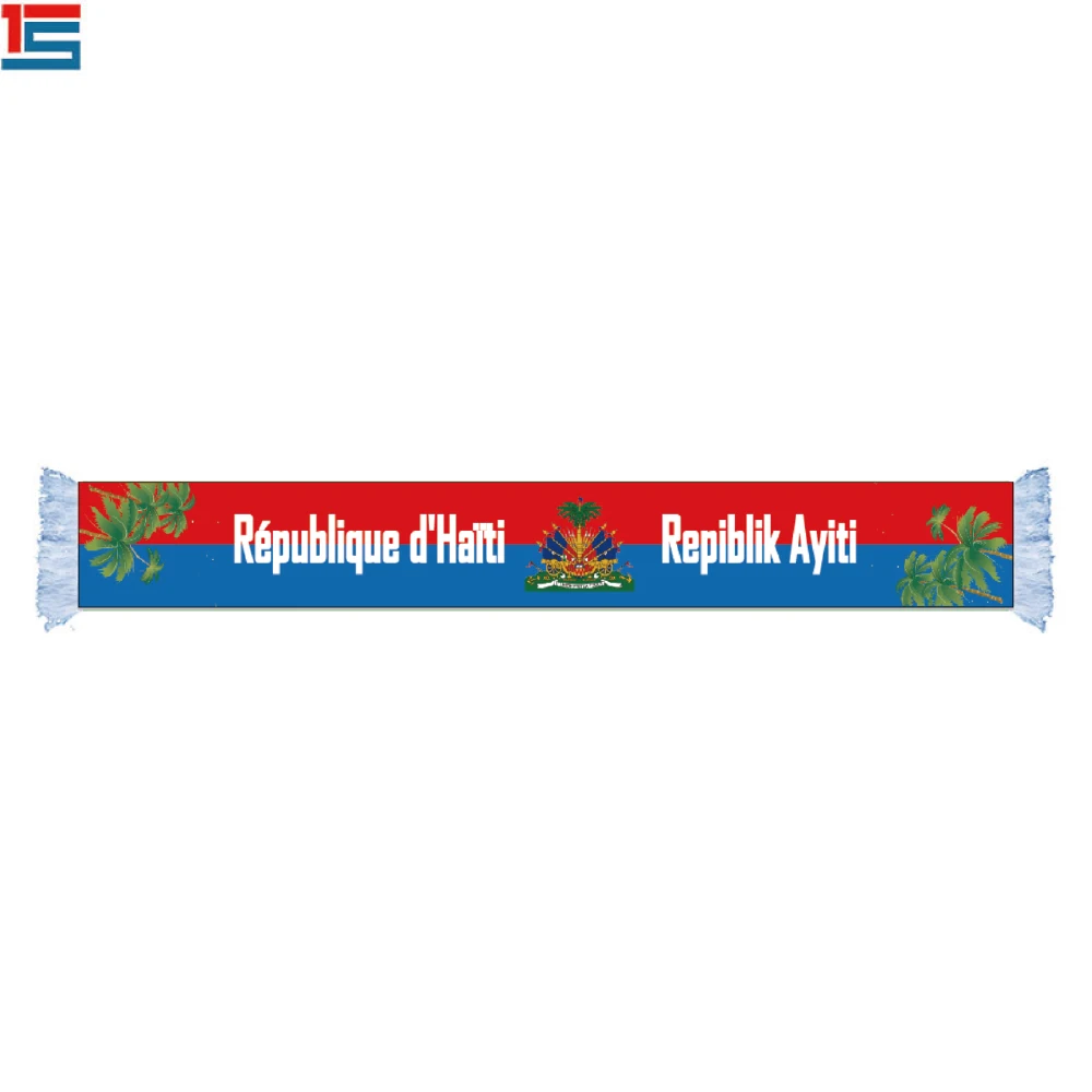 High Quality 2019 Sublimation Printing Manufacturing Satin Scarf HAITI team logo scarf | Дом и сад