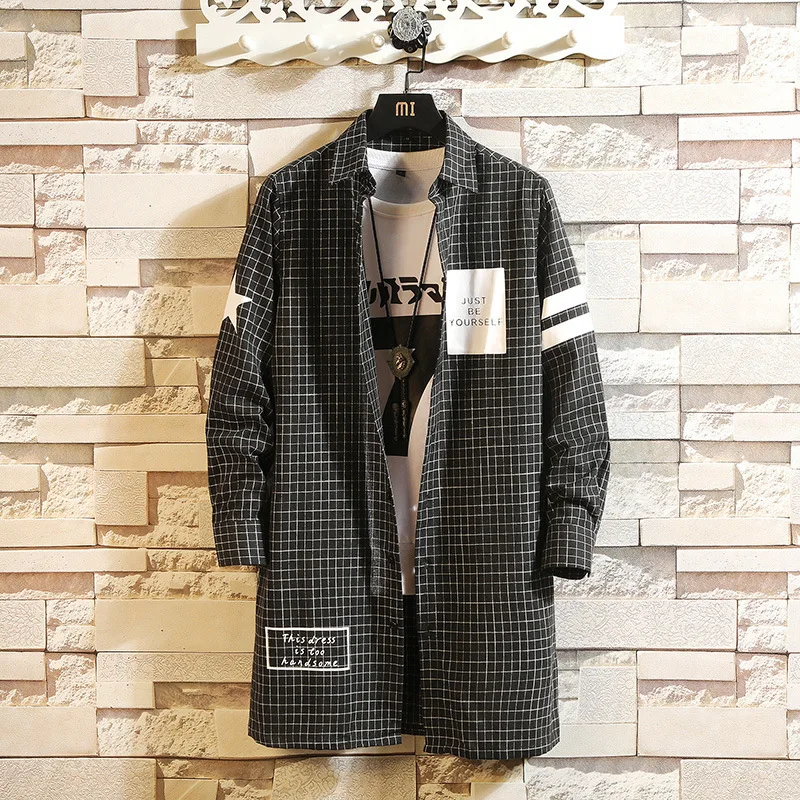 

#0165 Spring Long Shirt Men Letters Print Hip Hop Shirt High Street Harajuku Streetwear Mens Casual Shirts Long Sleeve