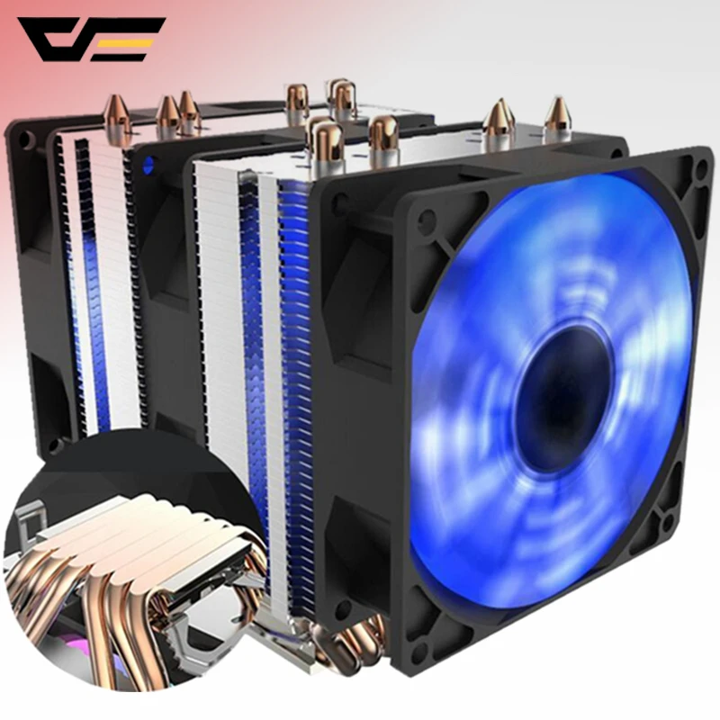 Aigo Darkflash CPU Cooler 6 тепловых труб со светодиодным вентилятором 3Pin 90 мм Fan может быть ins