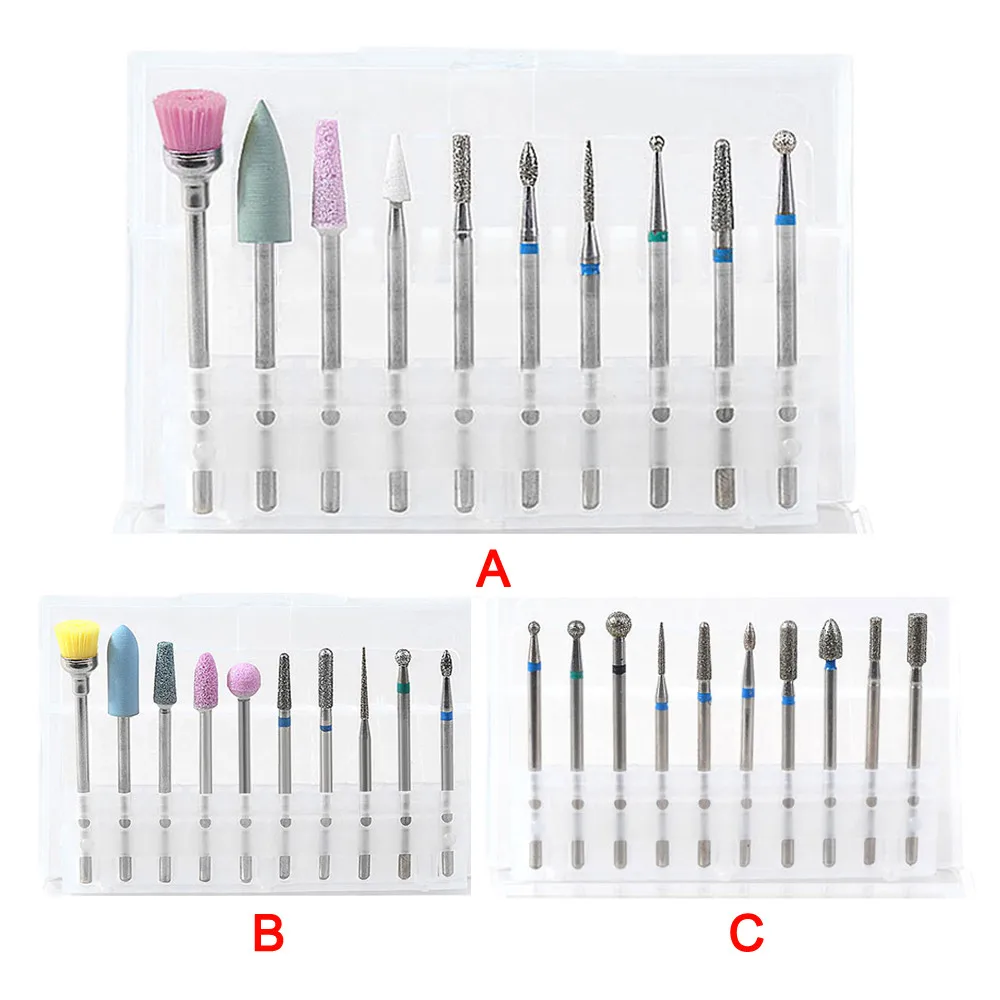 

10PC Nail Art Grinding Drill Bits Manicure tool Polishing Nail Gel Removal Silicon Carbide Carborundum Grinding Head Wheel Metal