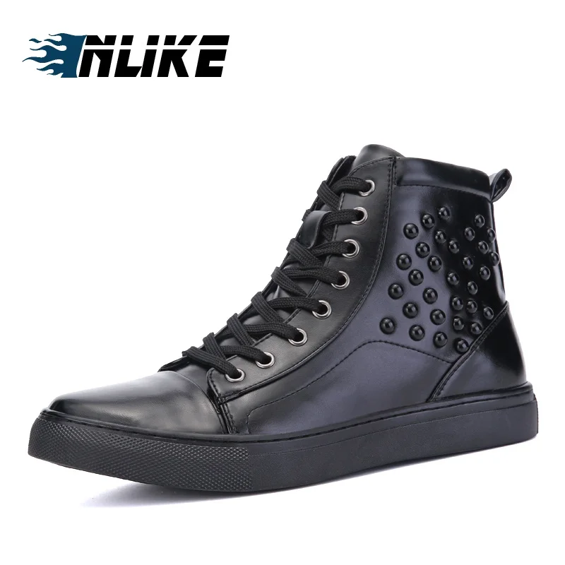 

INLIKE Hot Men Boots Fashion Genuine Leather Winter Men Shoes Autumn Leather Footwear for Man High Top Casual Shoes