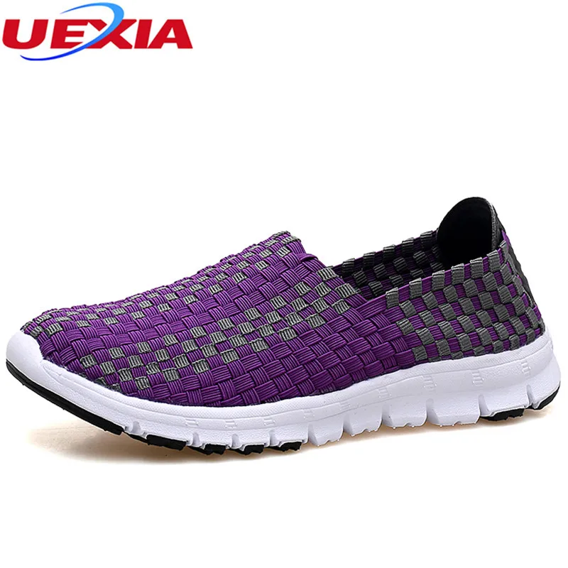 

UEXIA Outdoor Walking Casual Shoes Summer Breathable Flats Handmade Women Woven Shoes Fashion Comfortable Lightweight Wovening