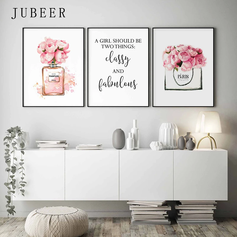 Us 2 82 53 Off Nordic Style Fashion Wall Art Classy And Fabulous Quote Canvas Painting Perfume Bottle Posters And Prints Bedroom Wall Decor In