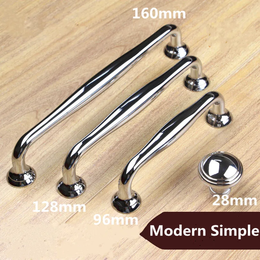 Buy 96mm 128mm 160mm modern simple solid shiny silver