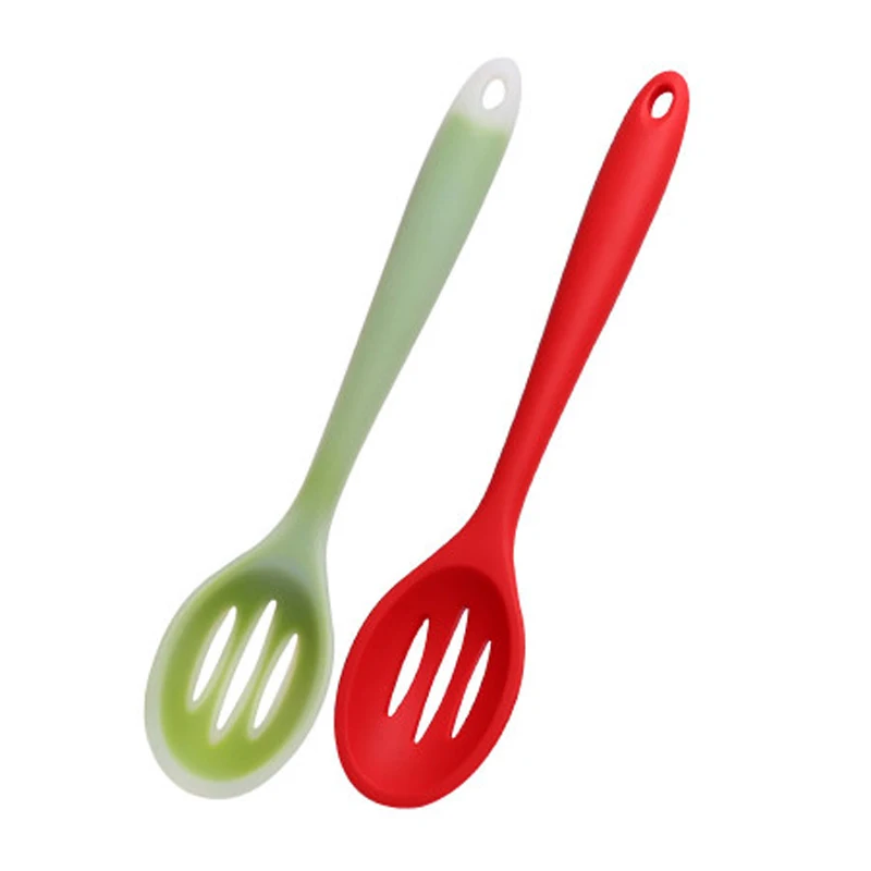 Silicone Slotted Spoon Kitchen Spoon Large Long Handle Strainer Spoon Silicone Scoop Colander Straining Mixing Cooking Utensils (2)