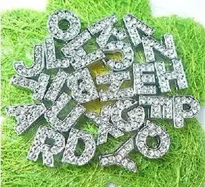 

1300pcs 26pcs/set Free DHL Shipping 8mm A-Z Full Rhinestone Slide Letter Letters Charm DIY Pet Name Collar Waist Band Bracelet