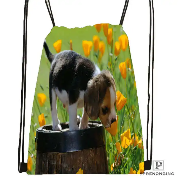Custom dog with flower romantic rose 01 Drawstring Backpack Bag Cute Daypack Kids Satchel Black Back