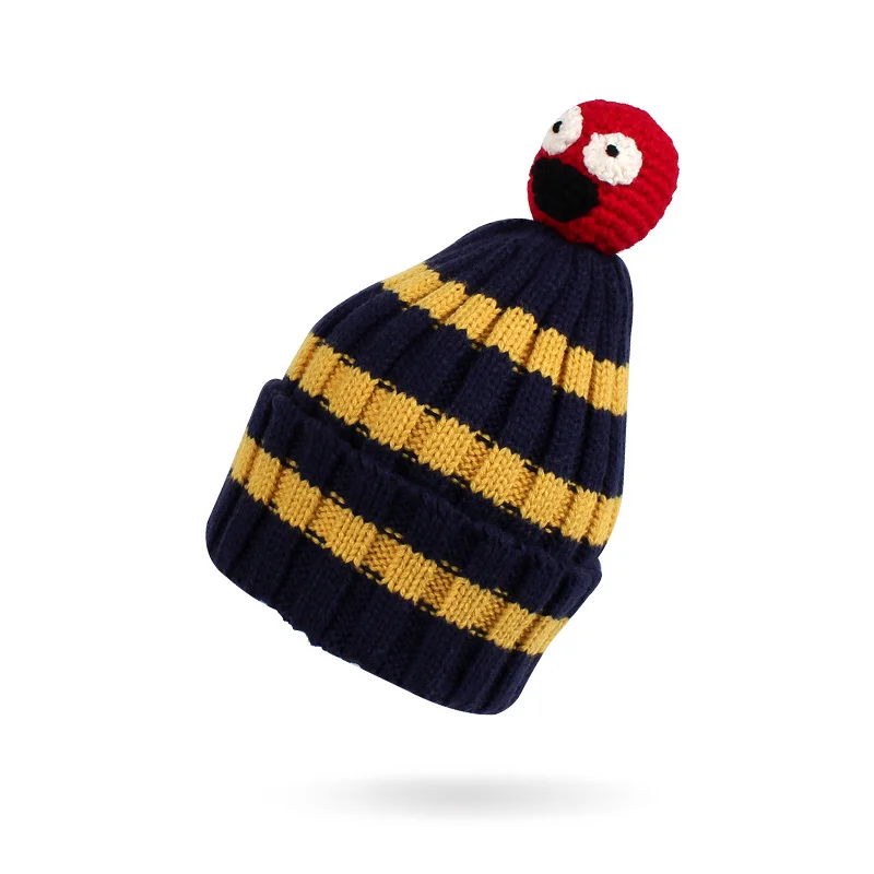 Striped Knitted Children Hat Warm Winter Kids Beanie Novelty Funny Hat For Children Crochet Fashion Hat For Boys Girls Christmas (6)