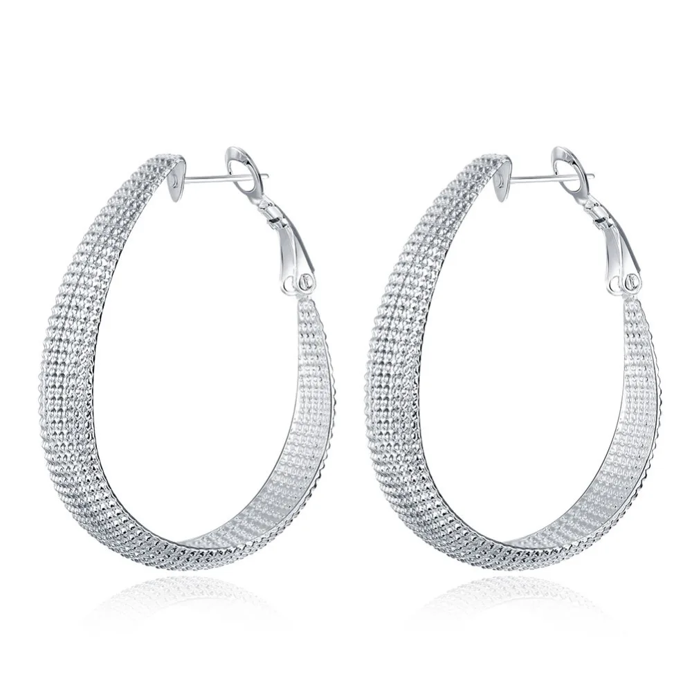 

Wholesale Silver Plated Earring,Wedding Jewelry Accessories,Fashion Flat U Weaves Silver Earrings For Women