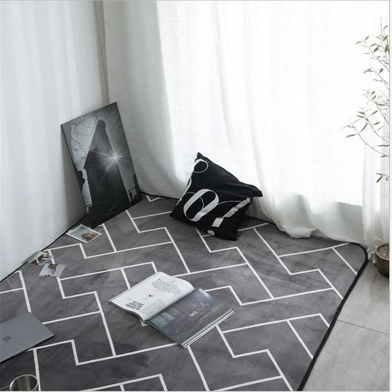 

AOVOLL European Black And White Living Room Bedroom Carpet Floor Mats Soft Large Carpet For Kid Room Home Decoration Bedroom Rug