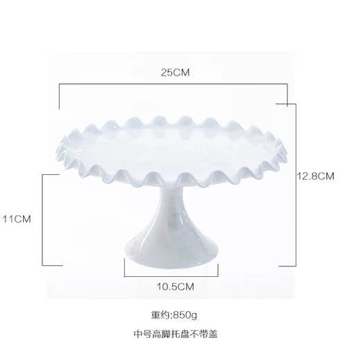 Керамическая подставка для торта с высокими ножками, поднос для торта, поднос для фруктов, десертный стол, витрина, стеклянная крышка, свадебные, вечерние, для украшения дома - Цвет: 25cm