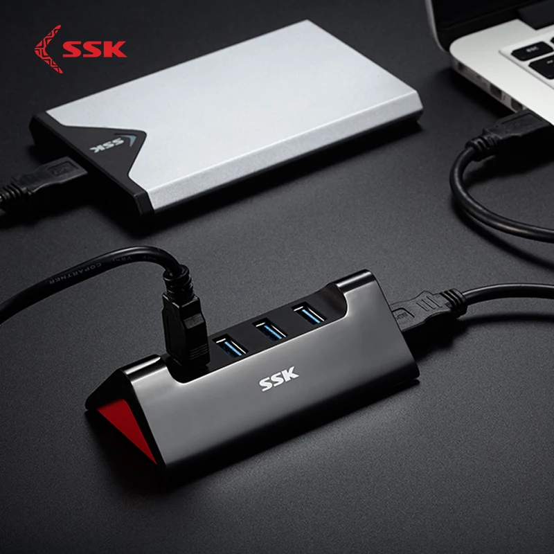 SSK Портативный USB3.0 концентратор 4 Порты и разъёмы расширения usb-хаб высокого Скорость передачи блок питания Micro Usb адаптер для ноутбука SHU835