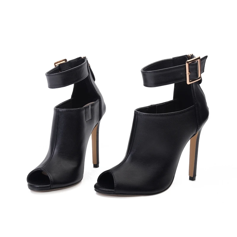 Cuero Verano Zapatos Toe Cm Scarpins Peep 5 Sandalias Correa 11 Tacones De Dama 2018 Femenina Club Altos Extremo Moda Nocturno Mujeres Negro Bombas aR4Rnpxv