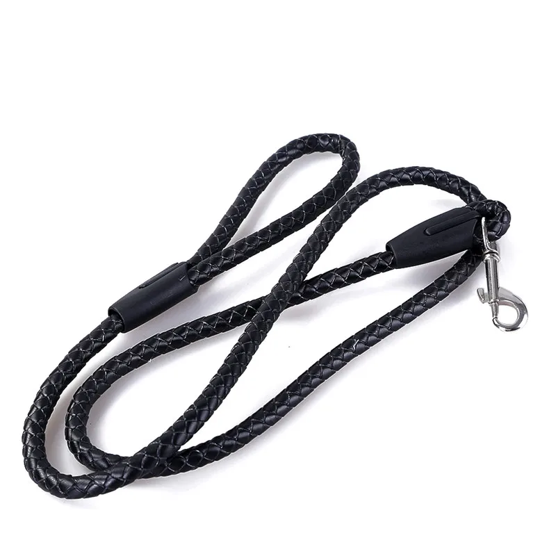 PU Leather Braided Harness Lead Leash Traction Rope Dog Safety Rope