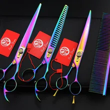 4 шт. костюм 691#8 ''Высший сорт Парикмахерские ножницы JP 440C изогнутые собаки кошки домашние животные ножницы для стрижки Thinning ножницы для волос