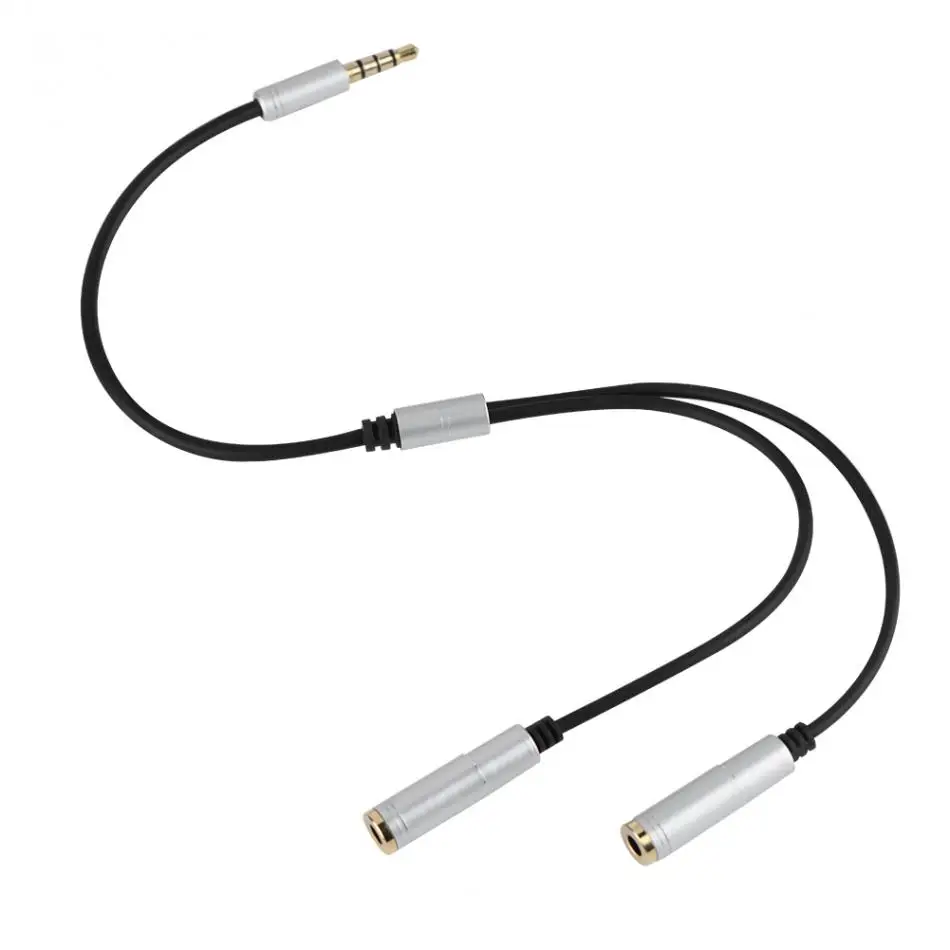 black 3.5mm 1 Male to 2 Female Jack Y Splitter Headphone Audio Cable