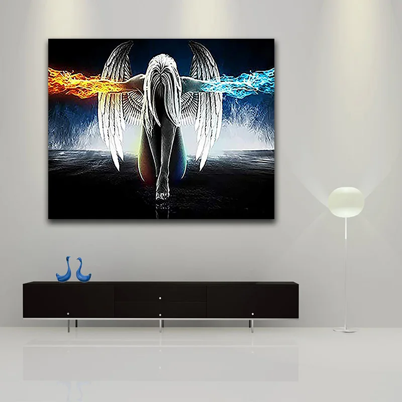 

DIY colorings pictures by numbers with colors Ice and fire angel picture drawing painting by numbers framed Home