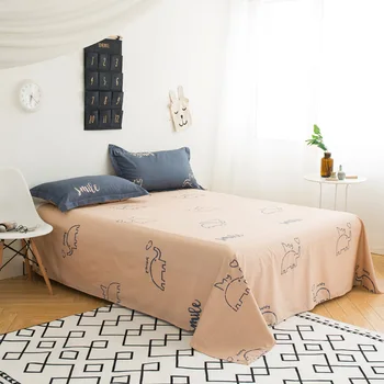 

Comwarm 1PC 100% Cotton Cartoon Flat Bedsheet Muti-Color Warm Series Geometric Dots Fitted Sheet Elephant Home Mattress Cover