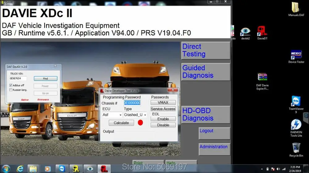 

2019 year Newest DAF Davie Runtime 5.6.1 for paccar and DAF engine diagnostic software