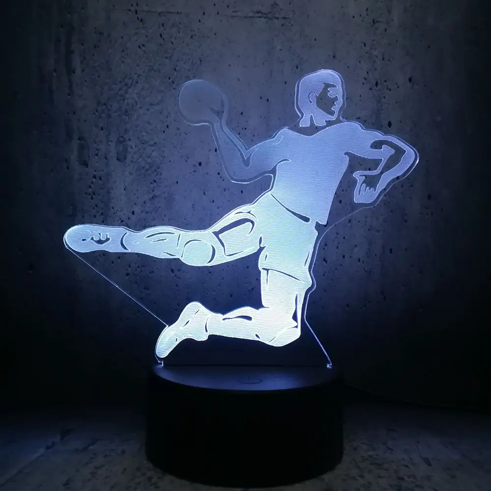 Athlete съемки Баскетбол форма 3D светодиодный светильник для мальчиков спальня стол