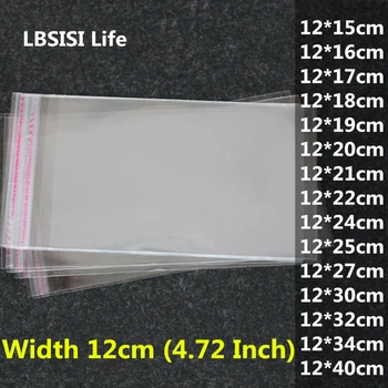 

LBSISI Life 500pcs 12cm Wide Clear Plastic Adhesive Bags Transparent Poly Package Gift Packing Bag