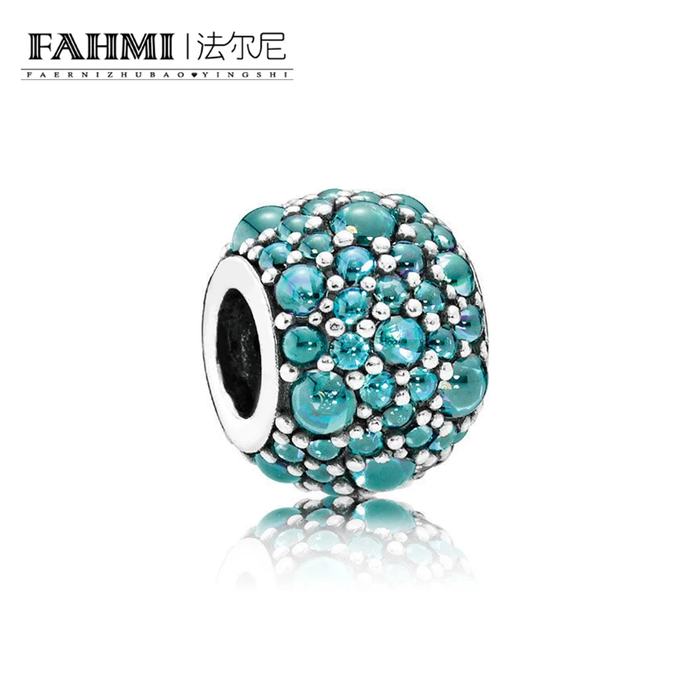 

FAHMI 100% 925 Sterling Silver 1:1 Authentic 791755MCZ Teal Shimmering Droplets Charm Bracelet Original Women Jewelry