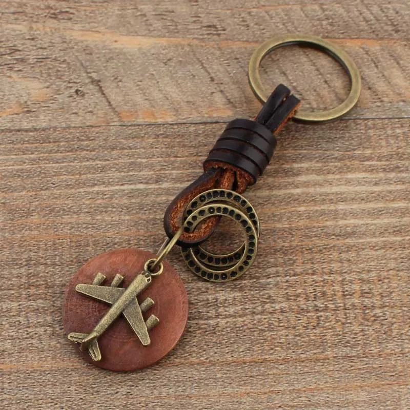 DPWOUM Leather Keychain Solid Metal Bronze Handcraft Key Ring Lanyard  Handmade Leather Key Fob, Genuine Leather Key Chain, Vintage Strap Car Key