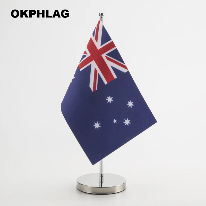Australia Office Table Flag With Stainless Flagpole Base Country
