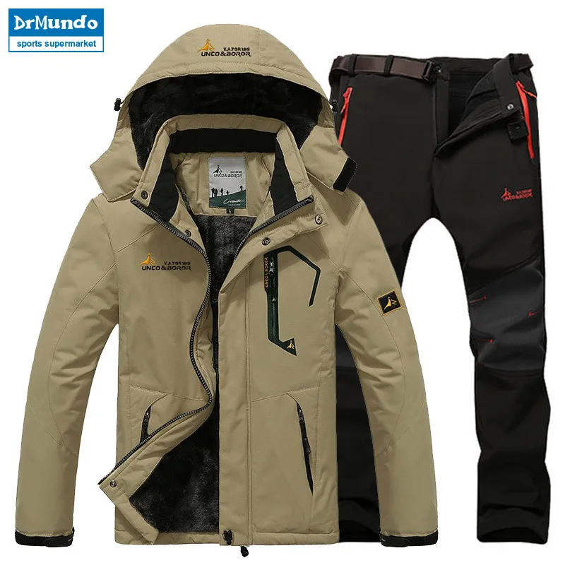 Лыжная куртка, костюмы для мужчин, водонепроницаемая флисовая зимняя куртка, термопальто, уличная куртка для горных лыж, сноуборда, костюмы размера плюс, бренд