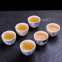 6 шт. керамическая фарфорная чашка для чая чайный сервиз кунгфу Чайный сервиз ручная роспись рисованная маленькая чайная чаша для церемоний Декорации для дома
