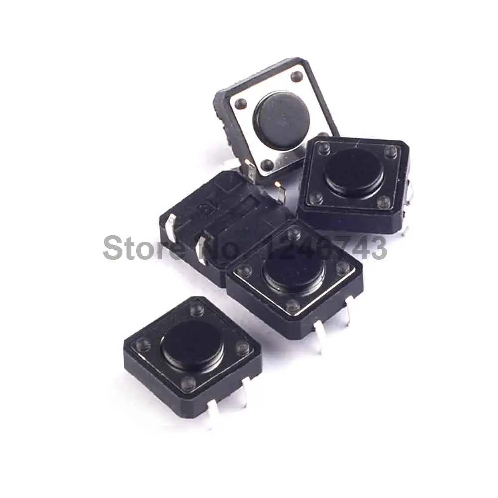 

100PCS DIP 4pins Tactile Push Button Switch 12X12X4.3 mm 12*12*4.3MM