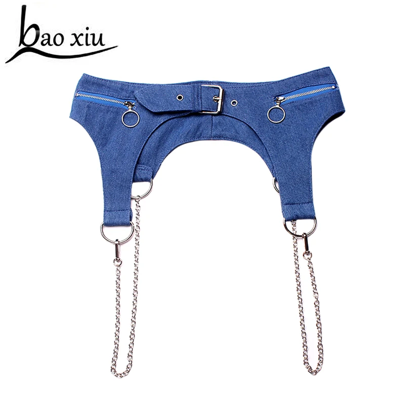 

2018 Irregular Girdle for Women Lotus Leaf Dress Girdle Women's Soft blue denim Strap Female Pin Buckle Wide Belt tide