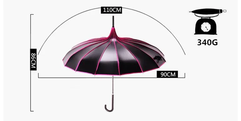Зонт с защитой от ультрафиолета и длинной рукой, дождливый и Солнечный, разноцветный, пагода, зонты, реквизит для фотосессии, подарок принцессы, зонтик