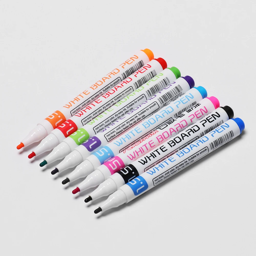 8 Colors Ink Marker Pen Whiteboard Marker Pen White Board Dry-Erase Mark Sign Fine Tip Signature Pen Set Office Supply